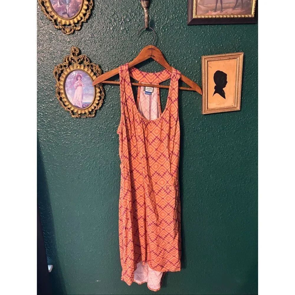Kavu Jocelyn Racerback Hi-low Casual Tank Dress Sz XS Orange
